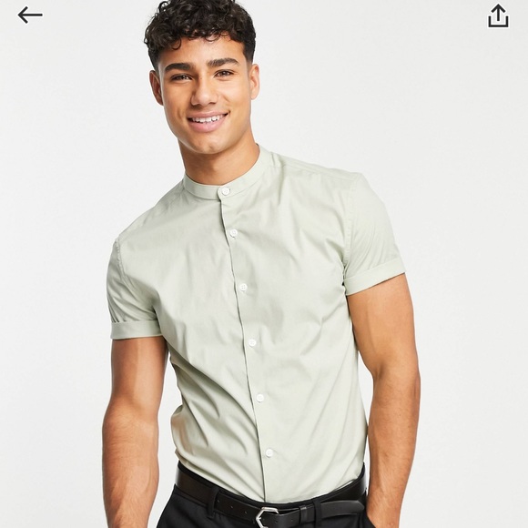 Banded Collar Button Down - Picture 3 of 4